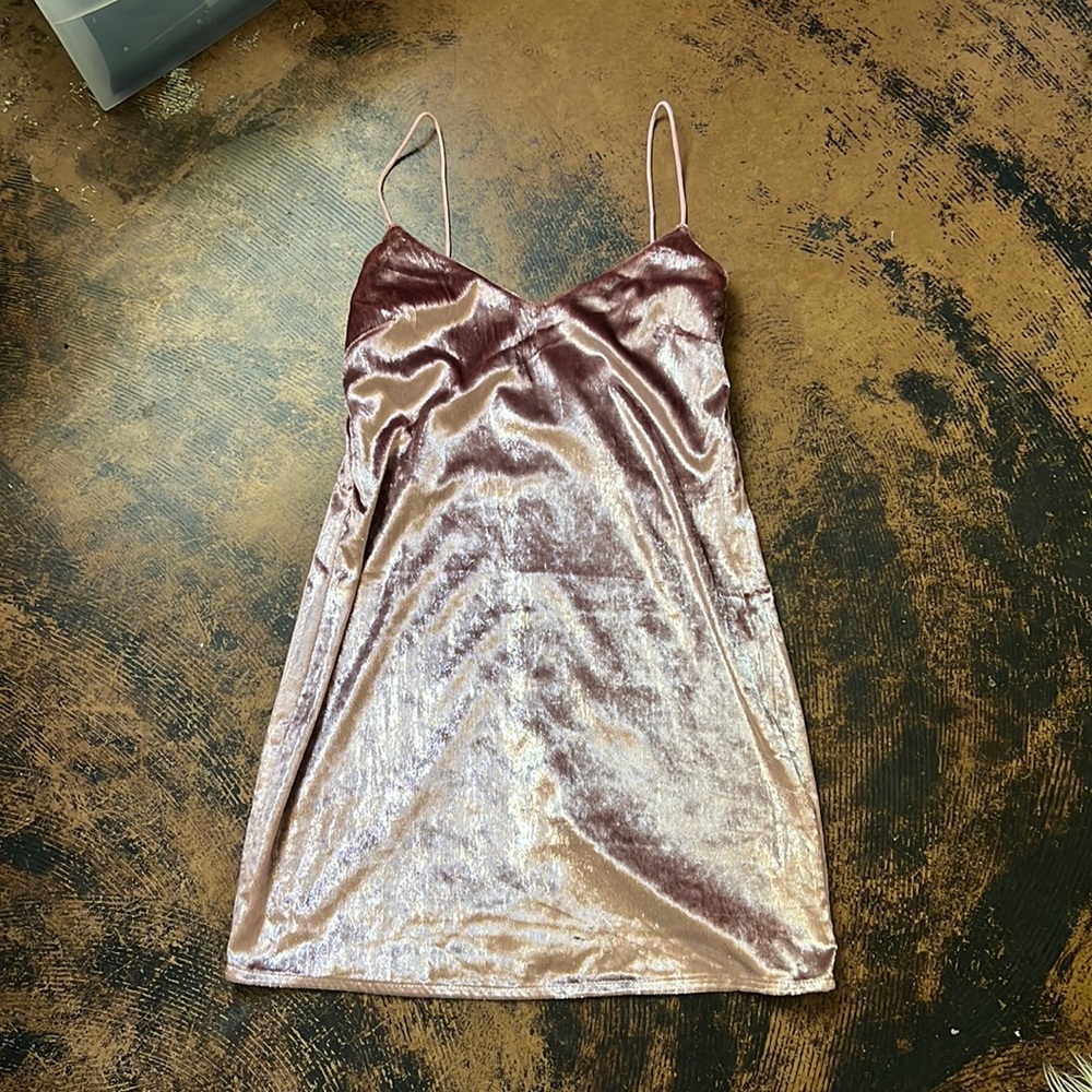 TOPSHOP Glitter Velvet Pink Velvet Slip Dress Topshop Size 2